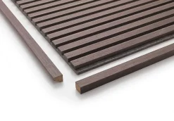 Panneau Mural Acoustique en Bois - 240x60,5x2,2 cm - Chêne Foncé - A Lattes - Panneau Tasseau de Bois Naturel-Quiet Wall Outlet