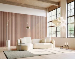 Quiet Wall Panneau Mural Acoustique en Bois - 240x60,5x2,2 cm - Cerisier Naturel - A Lattes - Panneau Tasseau de Bois Naturel