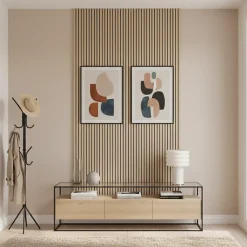 Panneau mural acoustique tasseaux MDF placage chêne véritable , L.267 cm x l.57,25 cm x Ep. 19 mm-Wood&Sens Hot