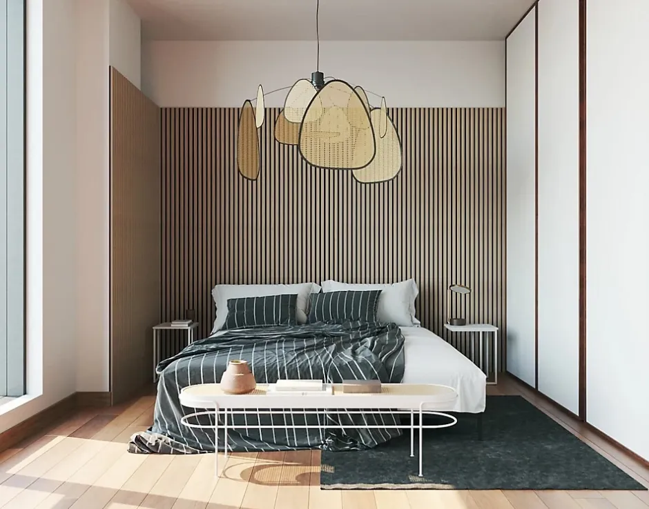 Panneau Mural Acoustique en Bois - 240x60,5x2,2 cm - Noyer Naturel - A Lattes - Panneau Tasseau de Bois Naturel-Quiet Wall Sale