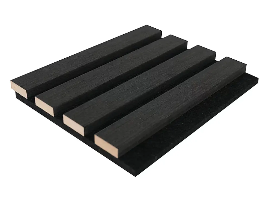 Vente-unique Panneau mural acoustique - Finition bois gris anthracite - Pack de 3,12 m² - Lot de 2 pièces - PENCIA