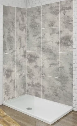 Panneau mural Alu Douche Salle de Bain CIMENT BRUT MAT CARREAUX XL 120 cm x 210 cm-Ma nouvelle décoration Online