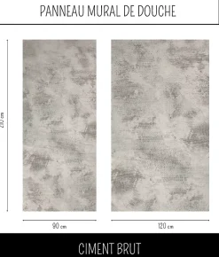 Panneau Mural Alu Douche salle de bain CIMENT Brut 120 cm x 210 cm Ma Nouvelle Déco-Ma nouvelle décoration New