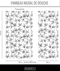 Ma nouvelle décoration Panneau Mural Alu Douche salle de bain BAMBOU gris et blanc Panneau droite 120 cm x 210 cm Ma Nouvelle Déco