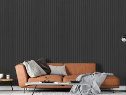 Vente-unique Panneau mural 3D - Pack de 2.83 m² - Coloris noir effet bois - Lot de 8 pièces - FLINT