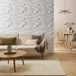 Panneau mural 3D blanc en polystyrène Vertigo motif Vagues en relief 60x60 cm Ép.9 mm- Online