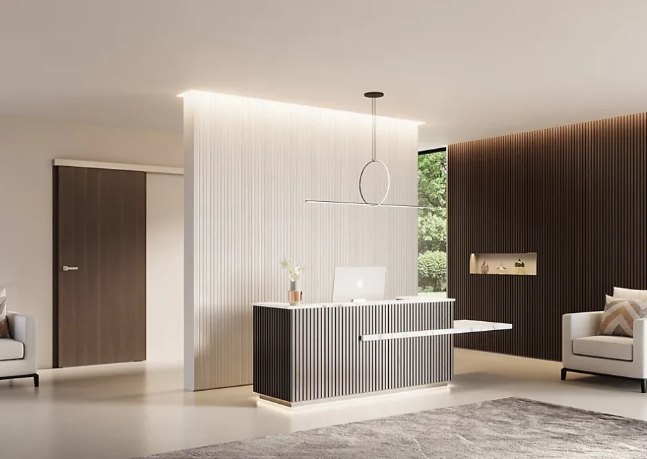 Hardwarexchange Panneau mural 3D en MDF massif Blanc antique satiné de 2760 mm X 750 mm MIDDLE WAVY