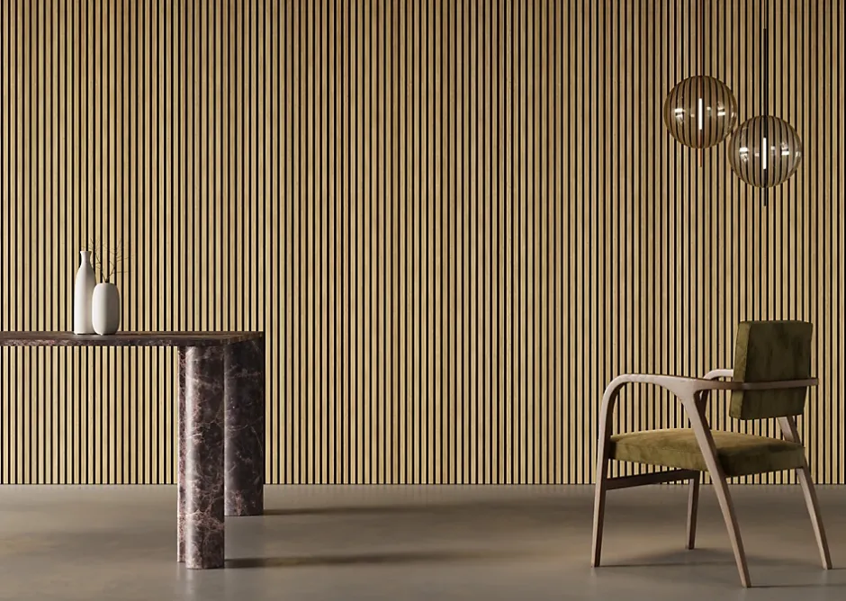 Hardwarexchange Panneau mural 3D en MDF massif Chene naturel mat de 2760 mm X 750 mm MIDDLE WAVY