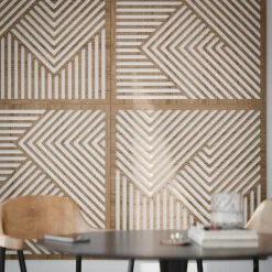 Panneau mural décoratif Zoey design géométrique ajouré effet bois clair L.60 x l.60 x ép.1cm 3pcs-Radex Outlet
