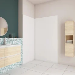 Panneau mural de douche blanc 100x80x210cm,Panneaux muraux salle de bain habillage mural aluminium,avec 2 profilés de finition-AICA Sanitaire Hot