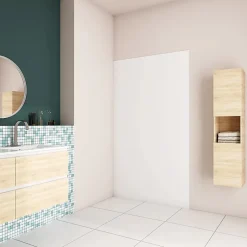 AICA Sanitaire Panneau mural de douche blanc 120x210cm,Panneaux muraux salle de bain habillage mural aluminium,avec 2 profilés de finition