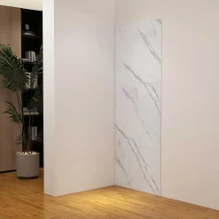 Panneau mural de douche effet blanc marbre 90 x 210 cm mural aluminium - Étanche, durable et facile à nettoyer-AICA Sanitaire Clearance
