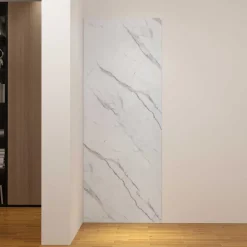 Panneau mural de douche effet blanc marbre 120 x 210 cm mural aluminium - Étanche, durable et facile à nettoyer-AICA Sanitaire