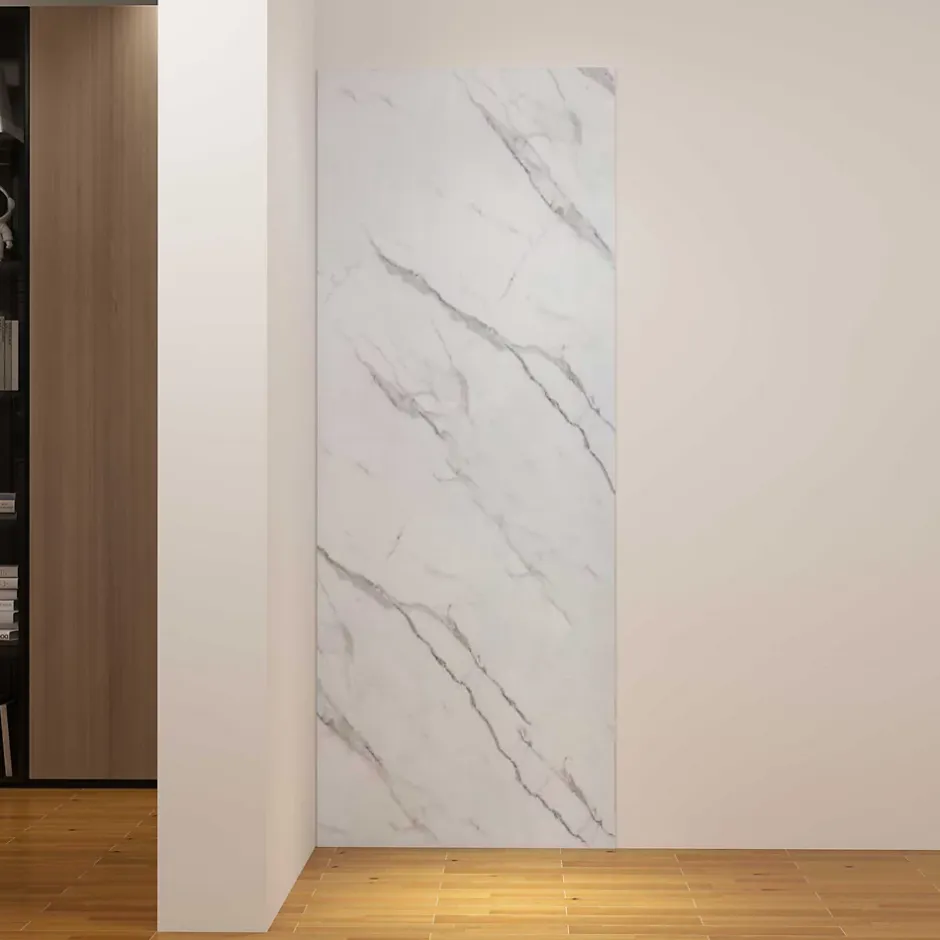 Panneau mural de douche effet blanc marbre 120 x 210 cm mural aluminium - Étanche, durable et facile à nettoyer-AICA Sanitaire