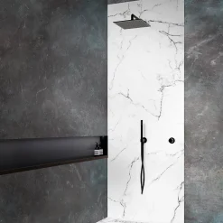 Autres Panneau mural de douche resine effet marbre blanc 250x100 cm Natte d'etancheite periferique integree