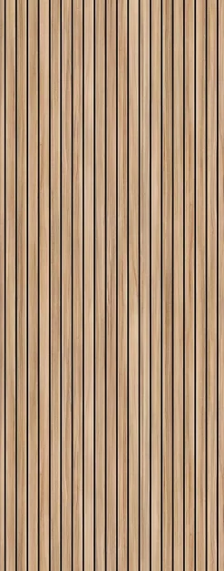 Panneau mural de salle de bains l.100 x H.255 cm, effet tasseaux bois chêne vertical, Décodesign Japandi vendu par 2-Schulte Best