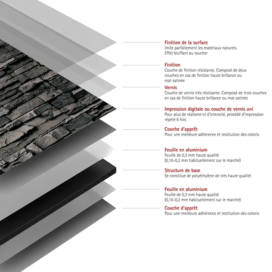 Schulte Panneau mural de salle de bains l.100x255 cm, décor parement ardoise, DécoDesign