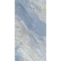 Panneau mural de salle de bains l.100 x H.210 cm, effet marbre bleu, DécoDesign Softtouch-Schulte Clearance