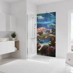 Schulte Panneau mural de salle de bain l.90 x H.210 cm, motif tortue, DécoDesign