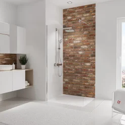 Panneau mural de salle de bains l.100x255 cm, décor briques-industriel, DécoDesign-Schulte Clearance