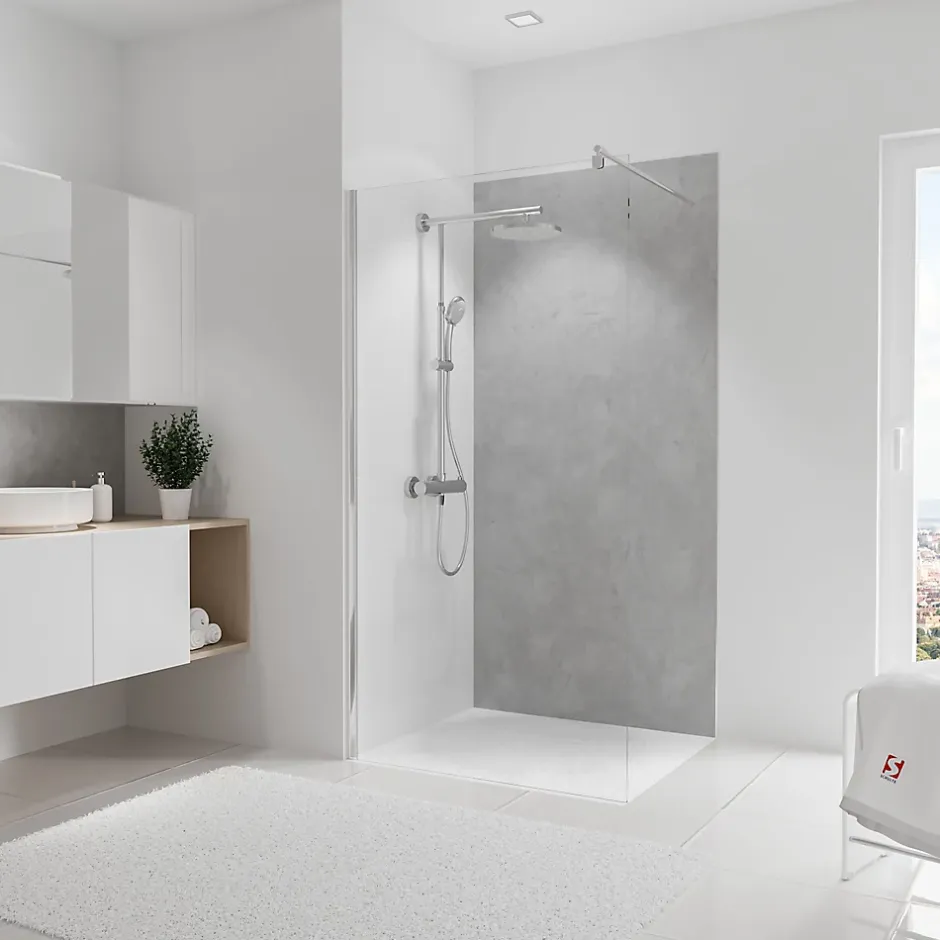 Schulte Panneau mural de salle de bains l.100 x H.210 cm, effet béton ciré, DécoDesign