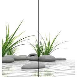 Schulte Panneau mural de salle de bains l.90 x H.210 cm, pierres zen et herbes en angle, Décodesign photo vendu par 2