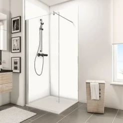 Schulte Panneau mural de salle de bains l.100 x H.210 cm, blanc effet structuré, Décodesign vendu par 2