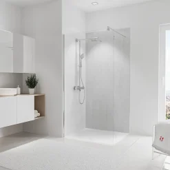 Schulte Panneau mural de salle de bains l.100 x H.210 cm, effet parement béton gris clair, DécoDesign