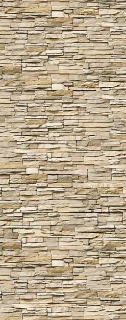 Panneau mural de salle de bains l.100 x H.255 cm, effet parement pierre beige, DécoDesign-Schulte Hot