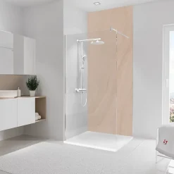 Panneau mural de salle de bains l.100 x H.255 cm, effet pierre arkose, DecoDesign-Schulte Best