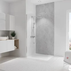 Schulte Panneau mural de salle de bains l.100 x H.255 cm, effet pierre gris clair, DécoDesign