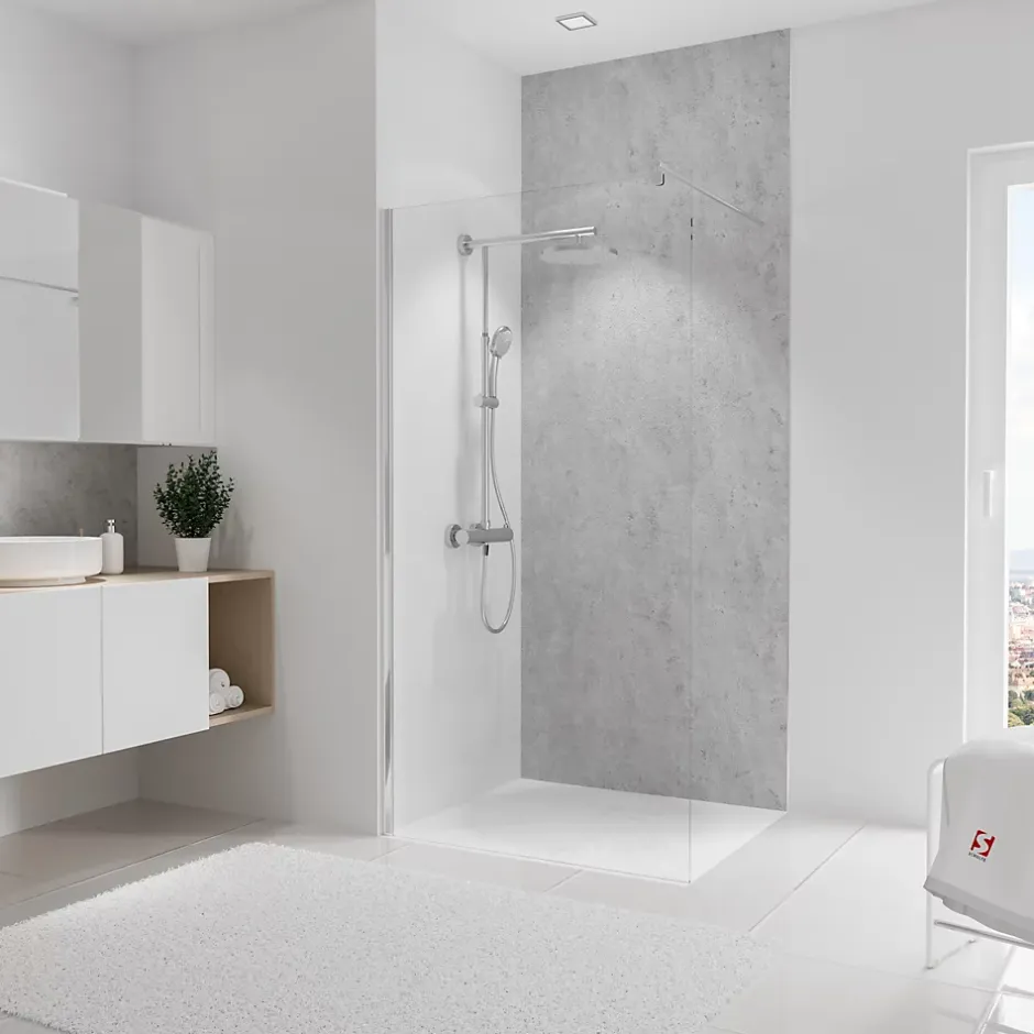 Schulte Panneau mural de salle de bains l.100 x H.255 cm, effet pierre gris clair, DécoDesign