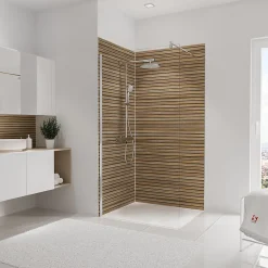 Schulte Panneau mural de salle de bains l.100 x H.210 cm, effet tasseaux bois chêne horizontal, Décodesign Japandi vendu par 2