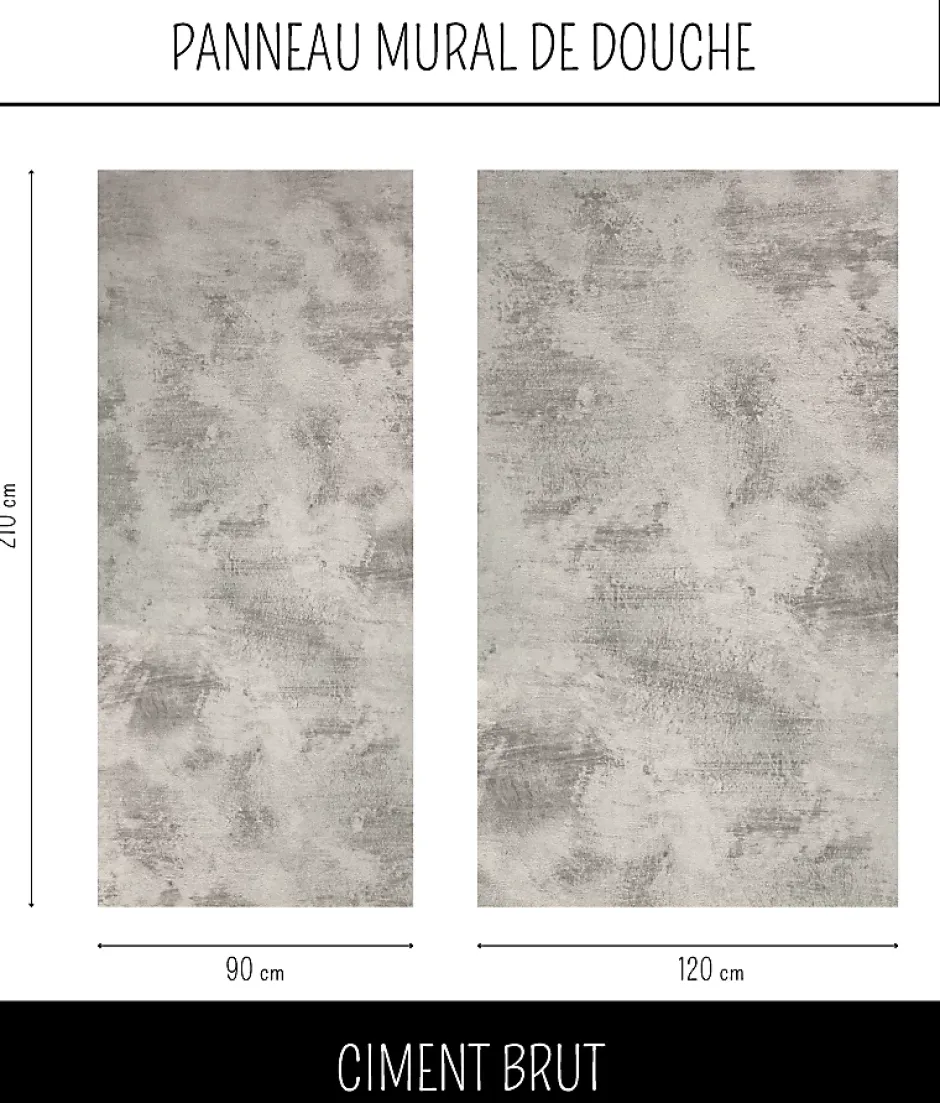 Ma nouvelle décoration Panneau Mural Douche salle de bain CIMENT Brut 90 cm x 210 cm Ma Nouvelle Déco