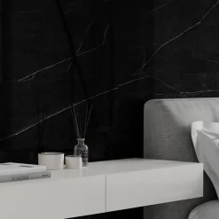 Panneau Mural Douche SPC/PVC Décor Marbre Noir satiné - 90x260cm - 2,34M²-Decoon Clearance