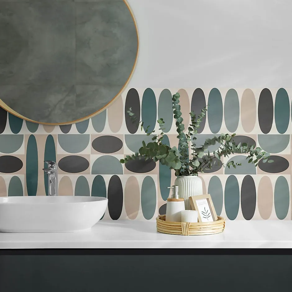 Wallfluent Panneau Mural PVC 100x50 cm Motif Floral Géométrique 1 pièce