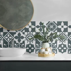 Panneau Mural PVC 100x50 cm Motif Floral Symétrique 1 pièce-Wallfluent Online