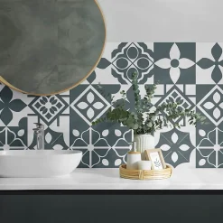 Panneau Mural PVC 120x60 cm Motif Floral Symétrique 1 pièce-Wallfluent Sale