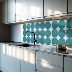 Wallfluent Panneau Mural PVC 50x50 cm Disposition De Cercles Dans Une Grille 4 pièces