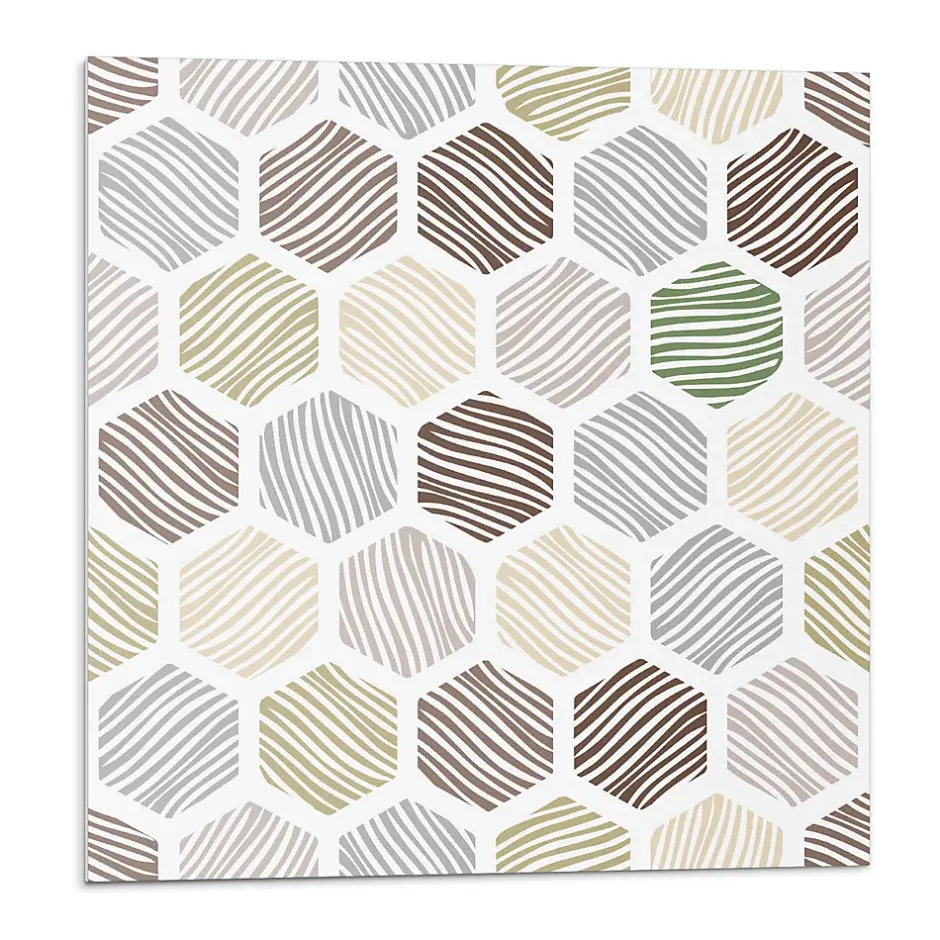 Panneau Mural PVC 50x50 cm Motif Hexagonal Avec Des Lignes 4 pièces-Wallfluent Best