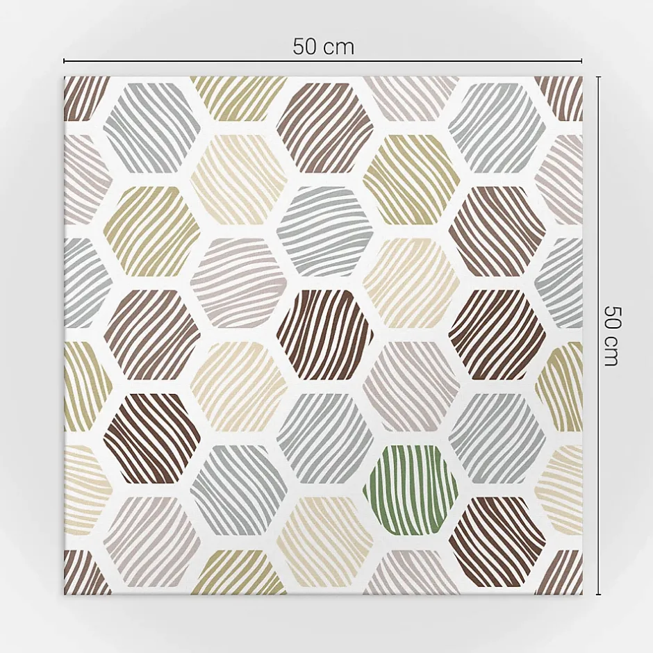 Panneau Mural PVC 50x50 cm Motif Hexagonal Avec Des Lignes 4 pièces-Wallfluent Best