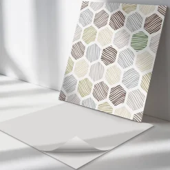 Panneau Mural PVC 50x50 cm Motif Hexagonal Avec Des Lignes 4 pièces-Wallfluent Best