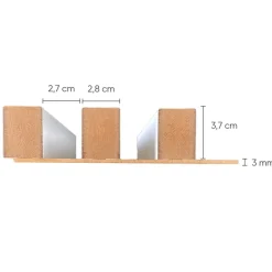 Panneau mural tasseaux bois MDF sur fond rigide HDF 250 x 17,6 x 4 cm - bois blanc sur fond chêne clair-Decoon Online