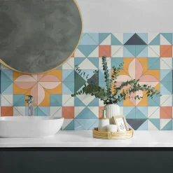 Panneau Mural TV 120x60 cm Géométrie Des Formes 1 pièce-Wallfluent Discount