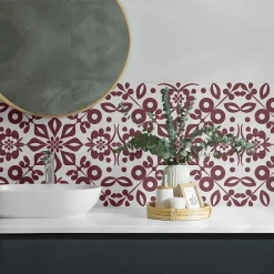 Panneau Mural TV 50x50 cm Motif Floral Avec Des Feuilles 4 pièces-Wallfluent Hot