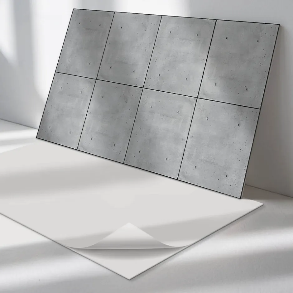 Wallfluent Panneau Mural TV 120x60 cm Texture Du Béton Brut 1 pièce