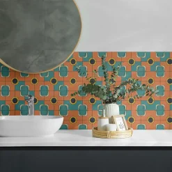 Panneau Mural TV 50x50 cm Motif Géométrique Abstrait 4 pièces-Wallfluent