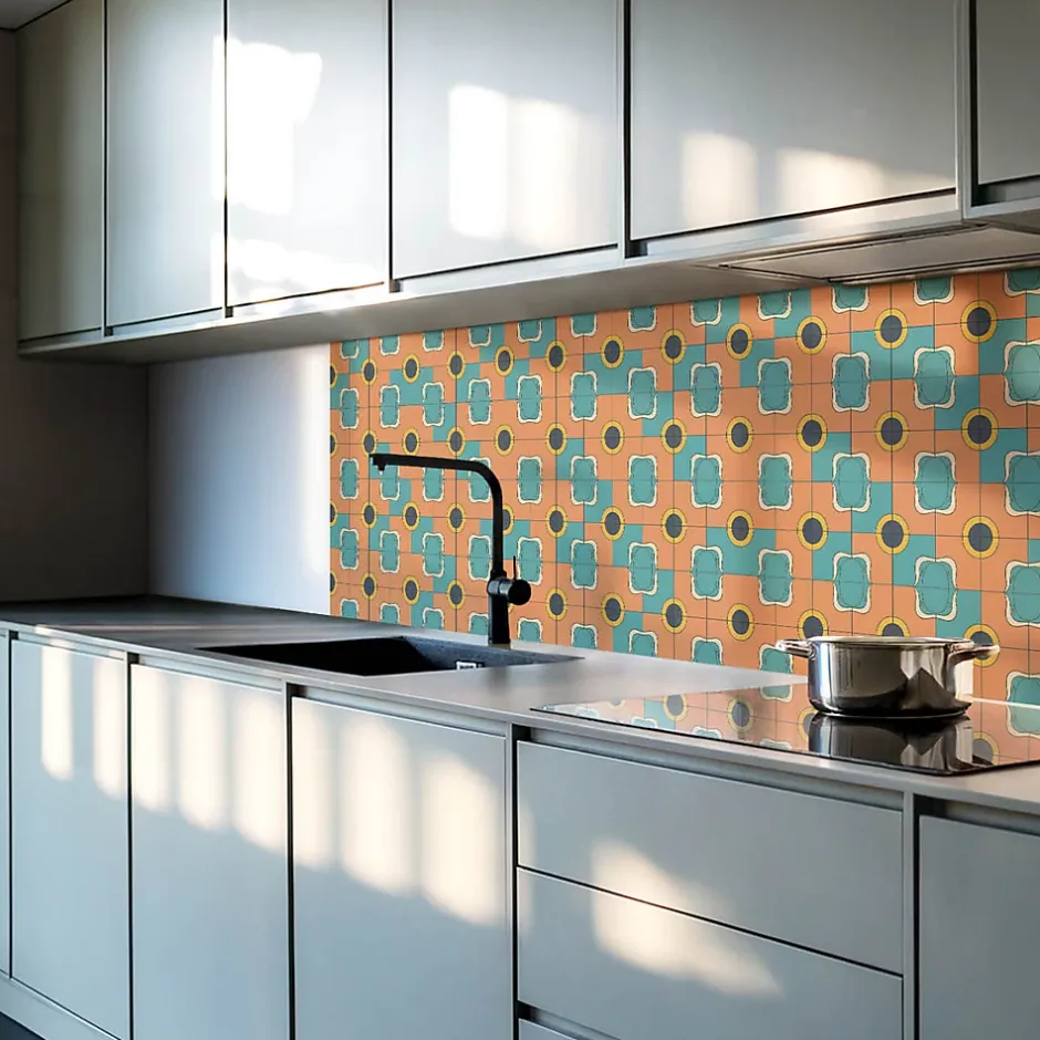 Panneau Mural TV 50x50 cm Motif Géométrique Abstrait 4 pièces-Wallfluent