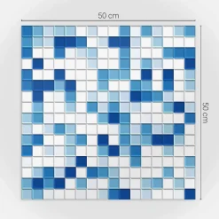 Panneau Mural 50x50 cm Mosaïque Dans Des Tons De Bleu 4 pièces-Wallfluent Hot