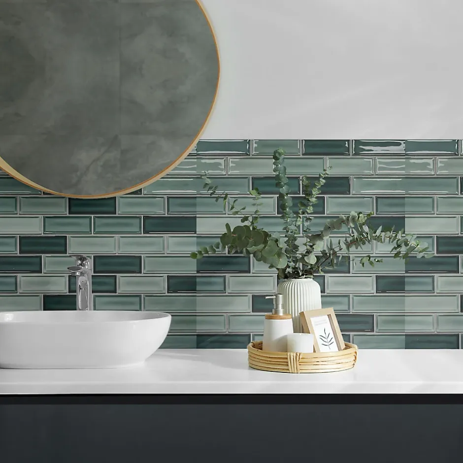 Panneau Mural 50x50 cm Mosaïque Rectangulaire Dans Les Tons 4 pièces-Wallfluent Sale